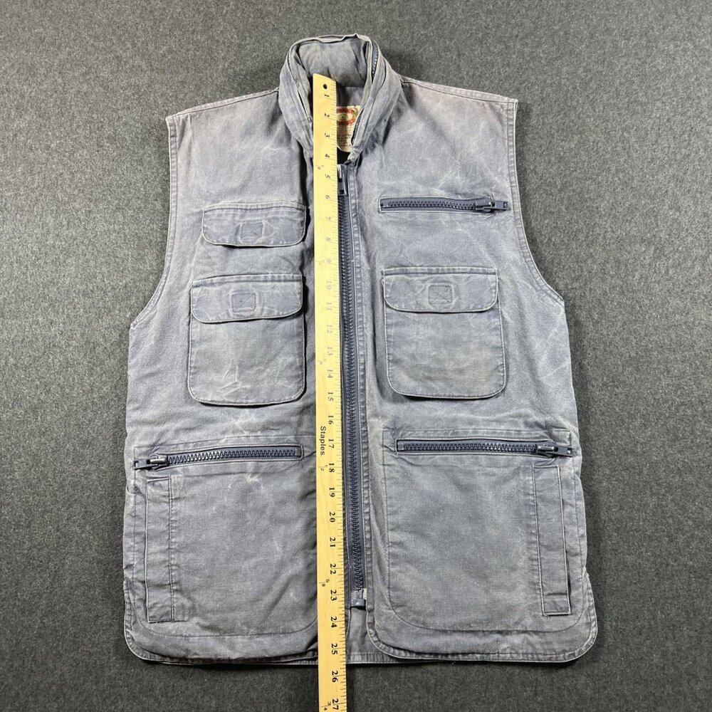 Vtg 80's Banana Republic Safari Vest Jacket Mens XS Photography Pack Away Hood - Picture 4 of 16